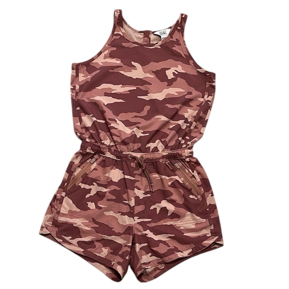 Athleta Girl L(12) On The Go Romper pink camo print - Picture 3 of 11